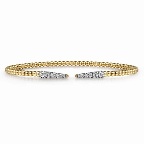 Charming Accessories 14K Yellow Gold Bujukan Diamond Spikes Split Bangle