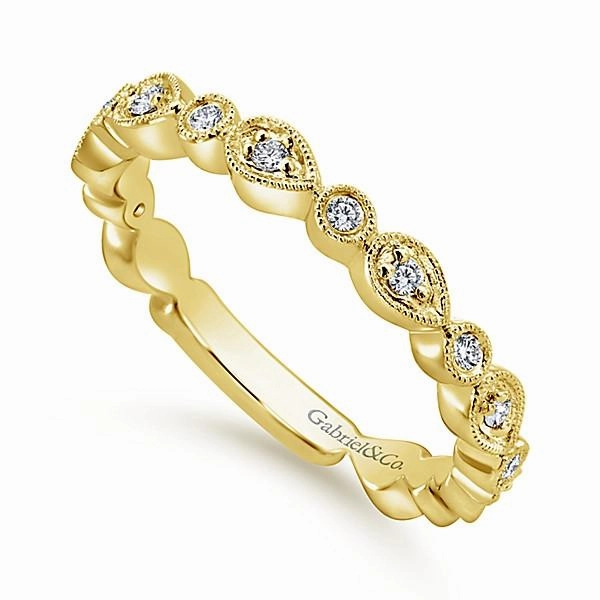 Premium Charm Captivating Accent Pear Shaped Stackable Diamond Ring 14K Yellow Gold