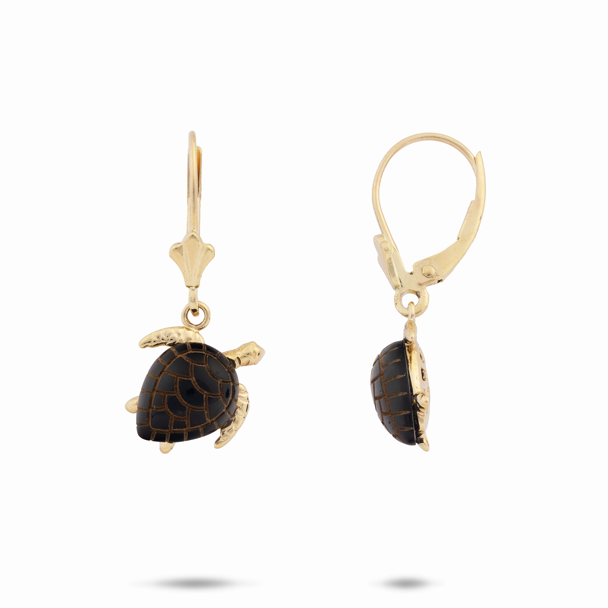 Honu Black Coral Earrings in Gold - 11mm Luxury Collection