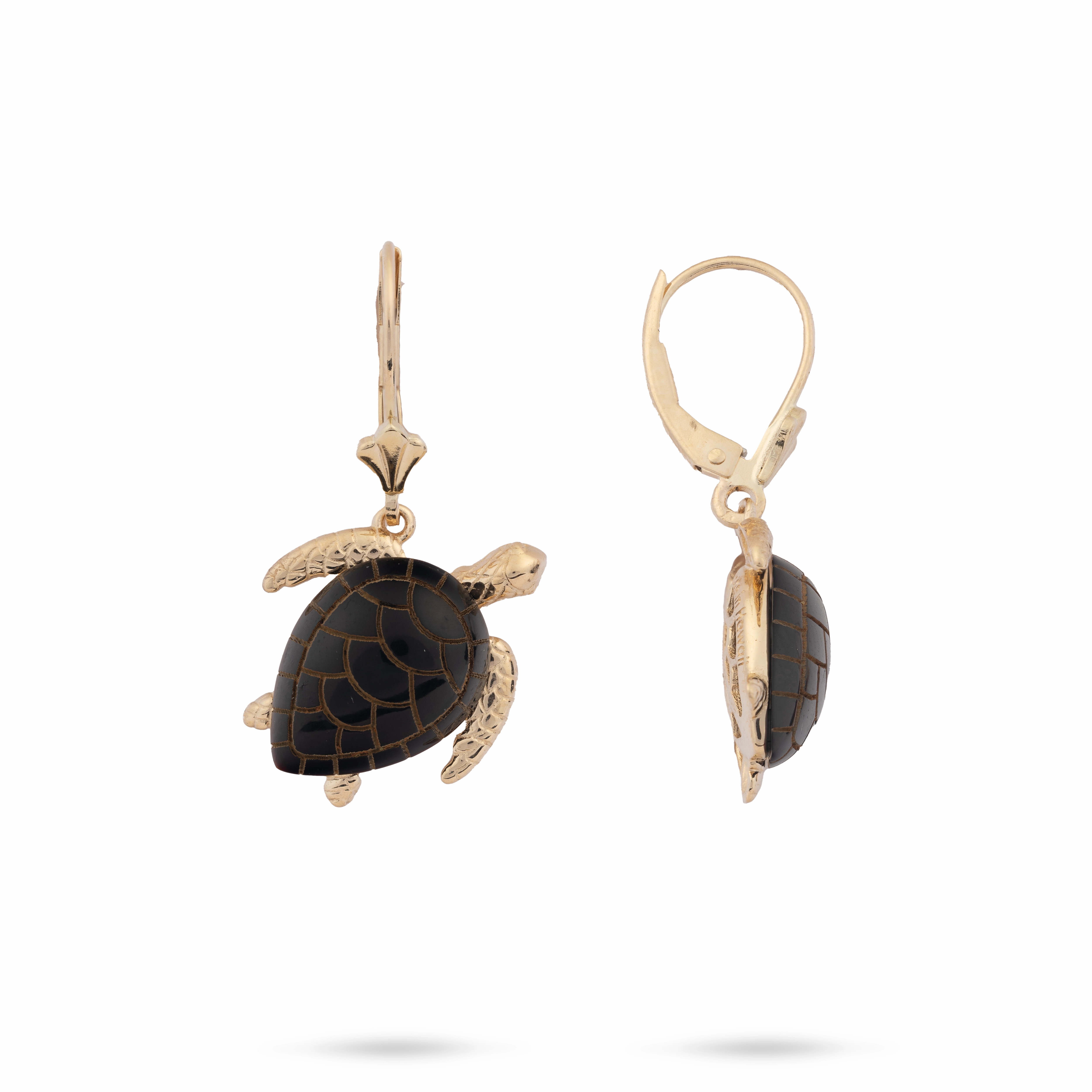Honu Black Coral Earrings in Gold - 17mm Effortless Accent Captivating Form