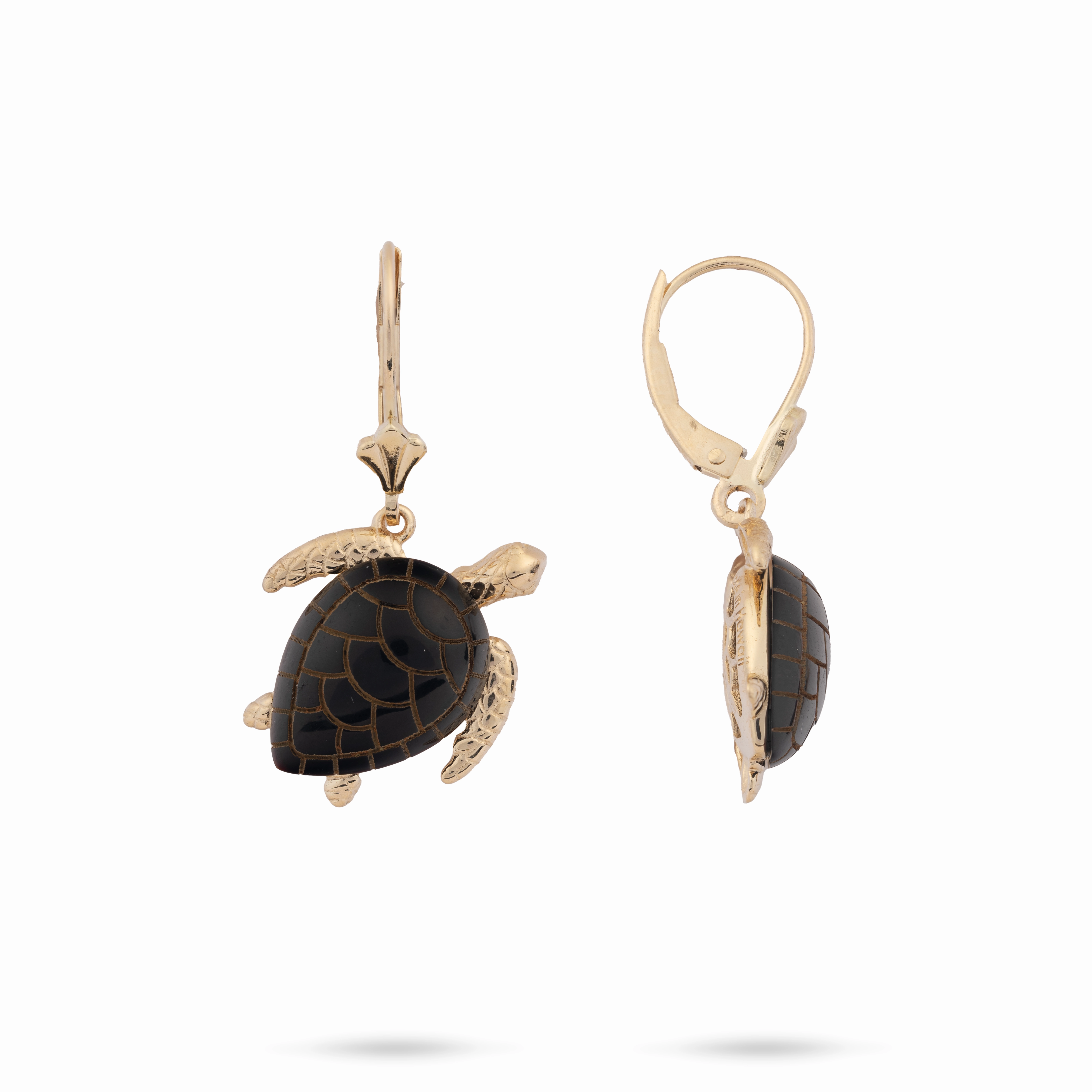 Honu Black Coral Earrings in Gold - 17mm Unique Element