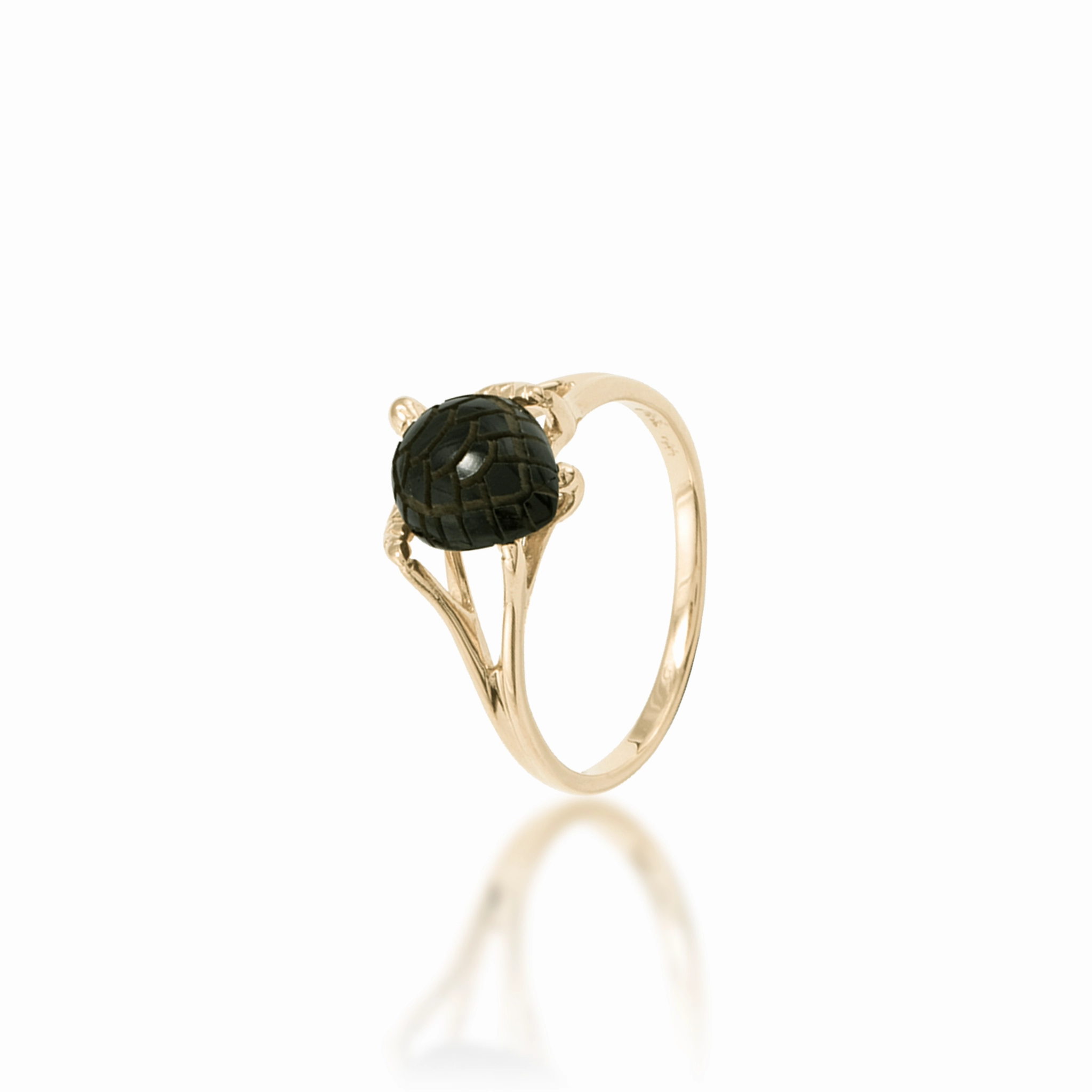 Honu Black Coral Ring in Gold - 11mm Trendy Accent
