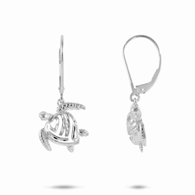 Graceful Twist Honu Earrings in Sterling Silver - 14mm
