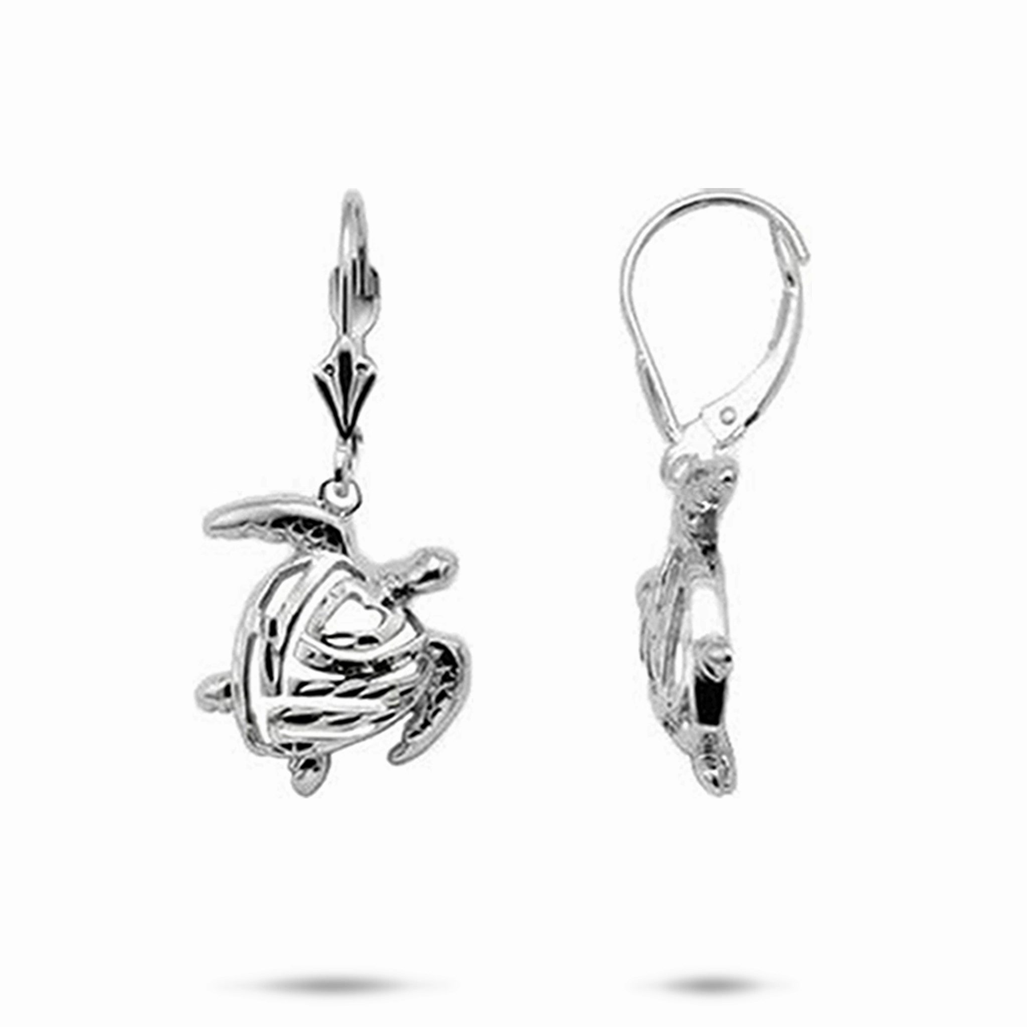 Holiday Glow Soft Glow Up Honu Earrings in White Gold - 15mm