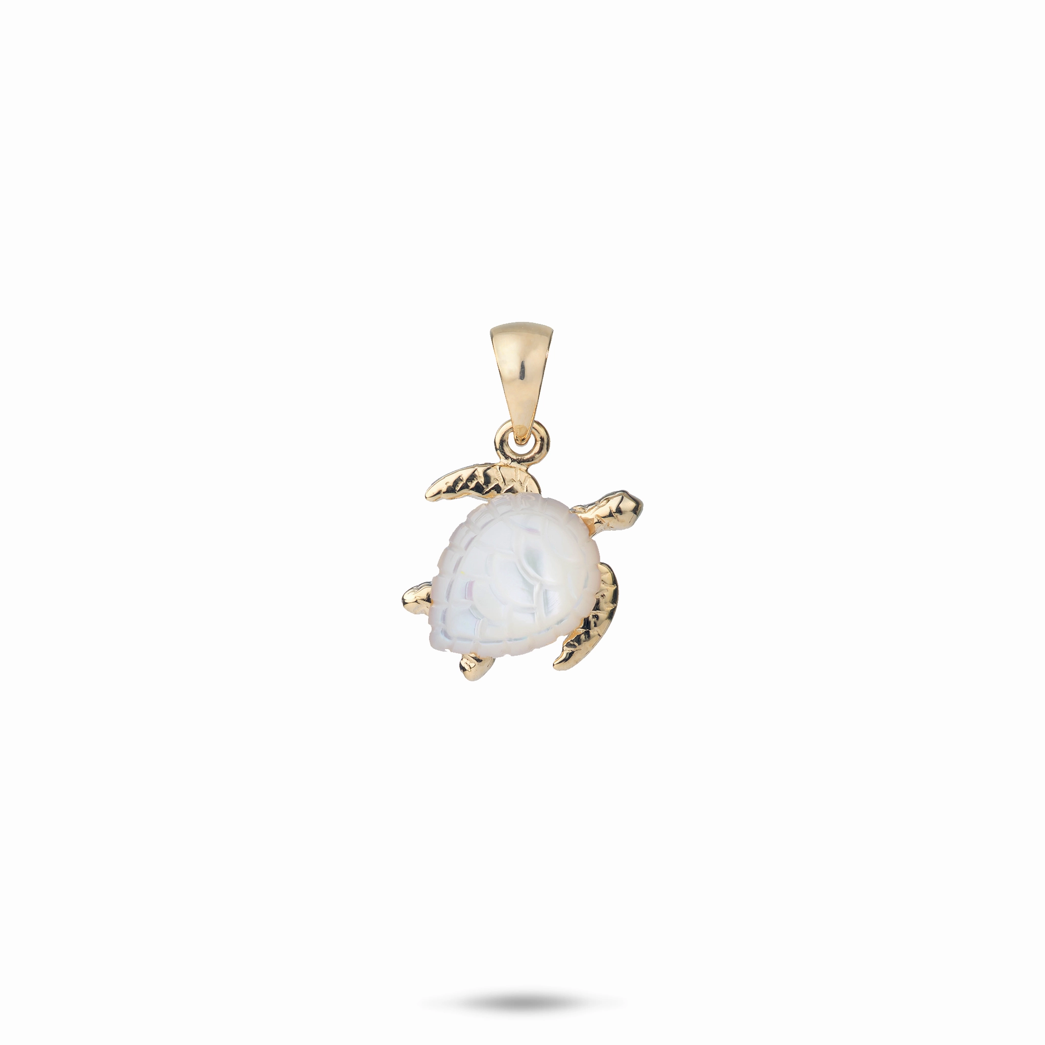 Honu Mother of Pearl Pendant in Gold - 11mm Sparkle Mood Elegant Beauty