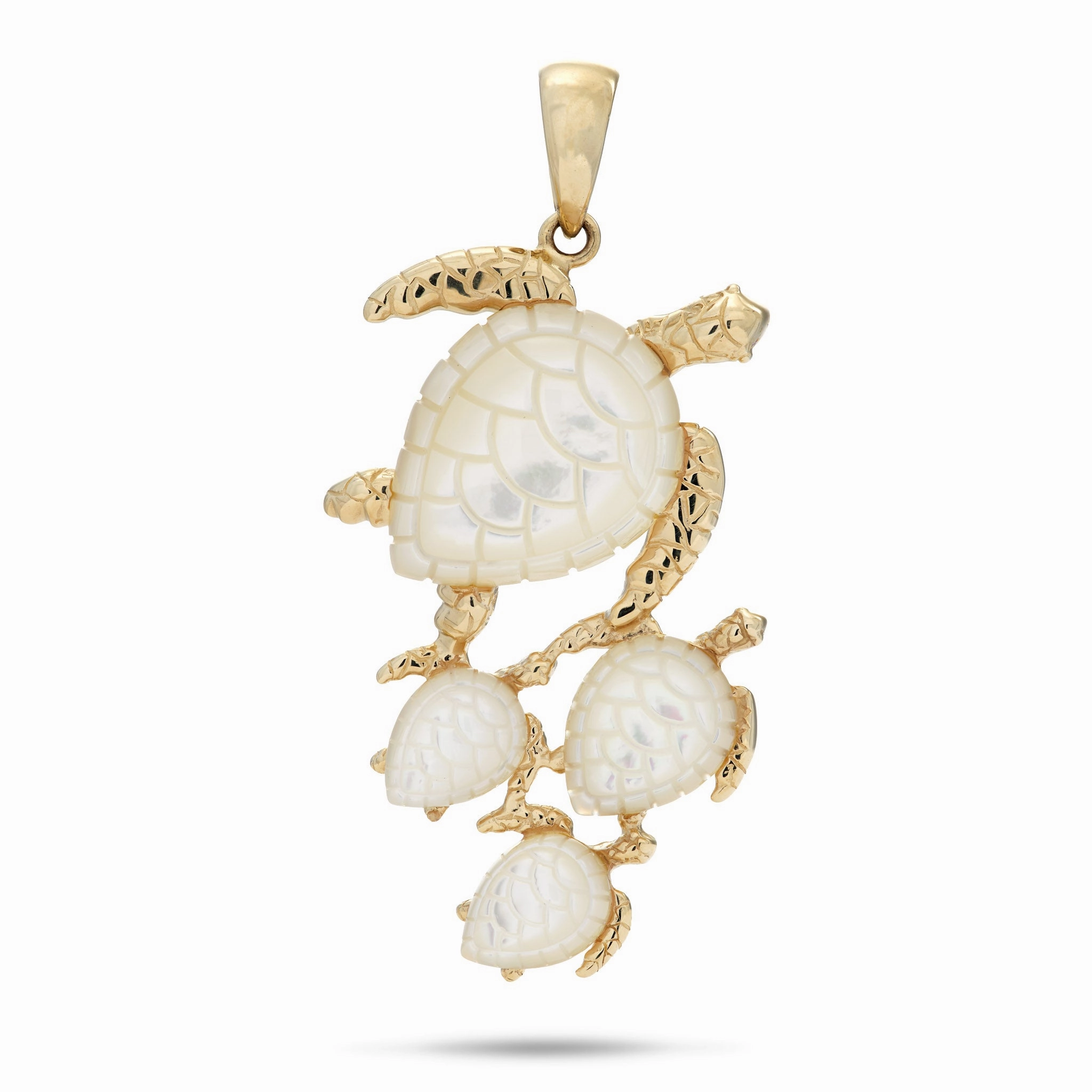 Easy Style Elegant Shine Pieces Honu Mother of Pearl Pendant in Gold - 36mm