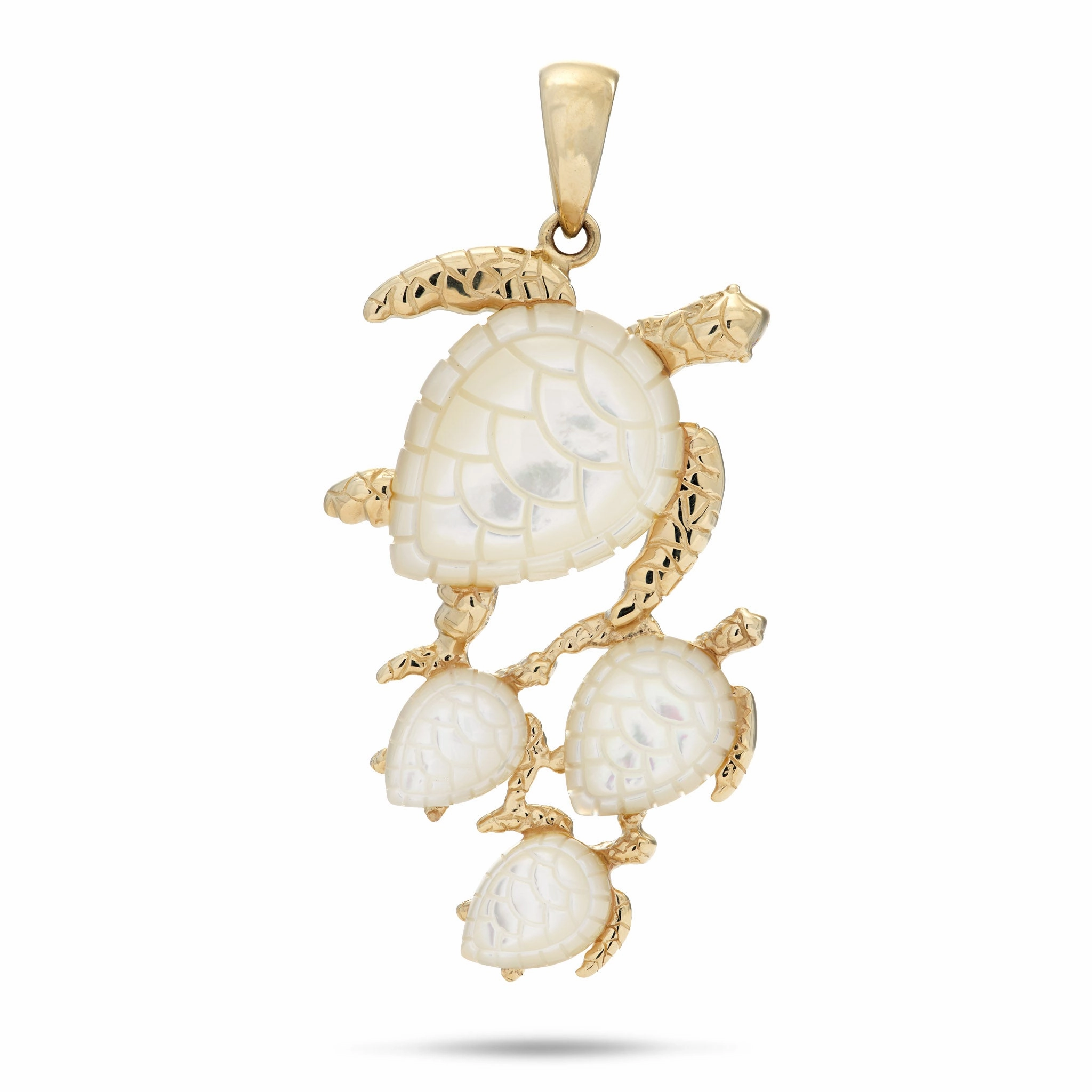 Evening Glamour Honu Mother of Pearl Pendant in Gold - 36mm