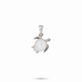 Honu Mother of Pearl Pendant in White Gold - 11mm Luxury Element