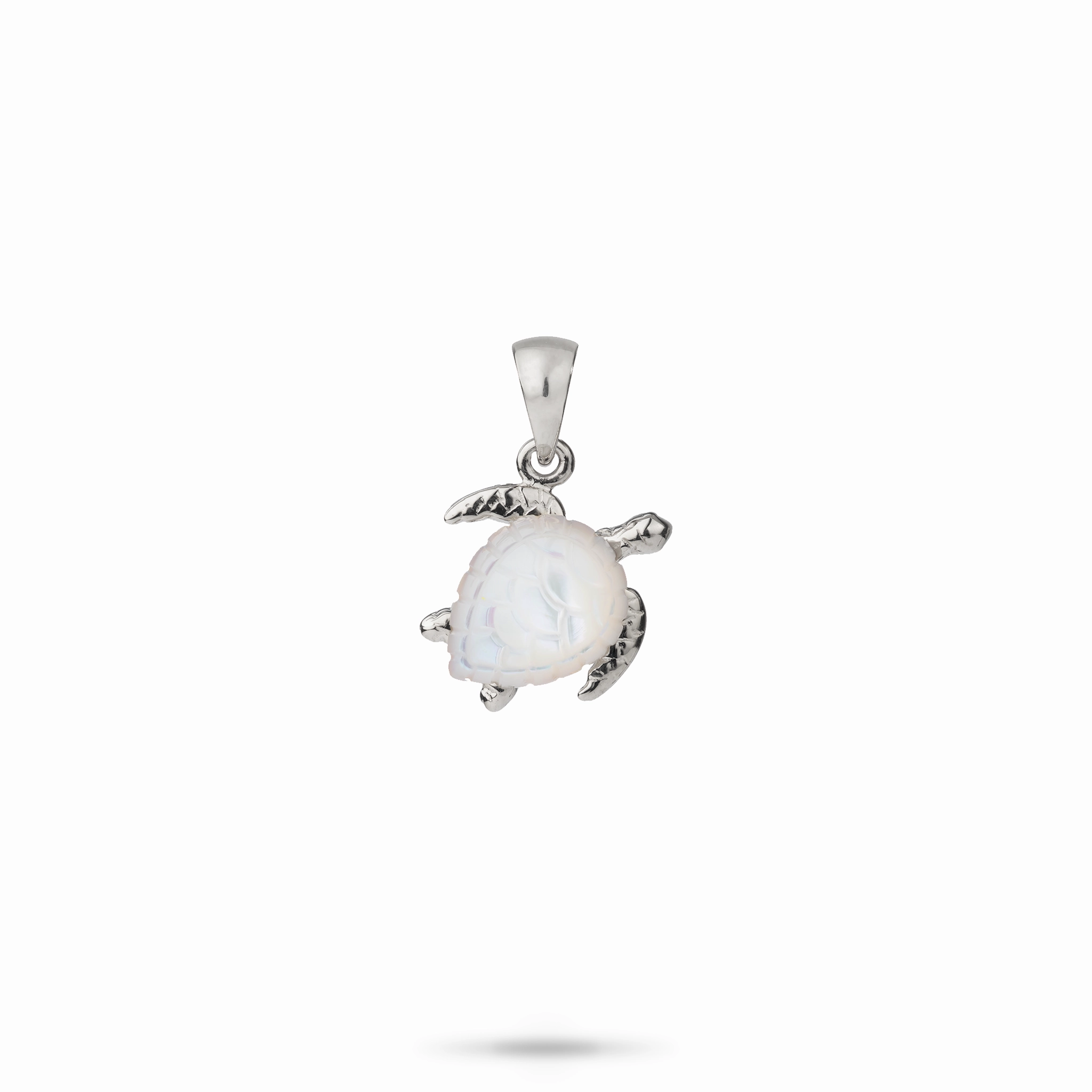 Soft Glamour Honu Mother of Pearl Pendant in White Gold - 11mm