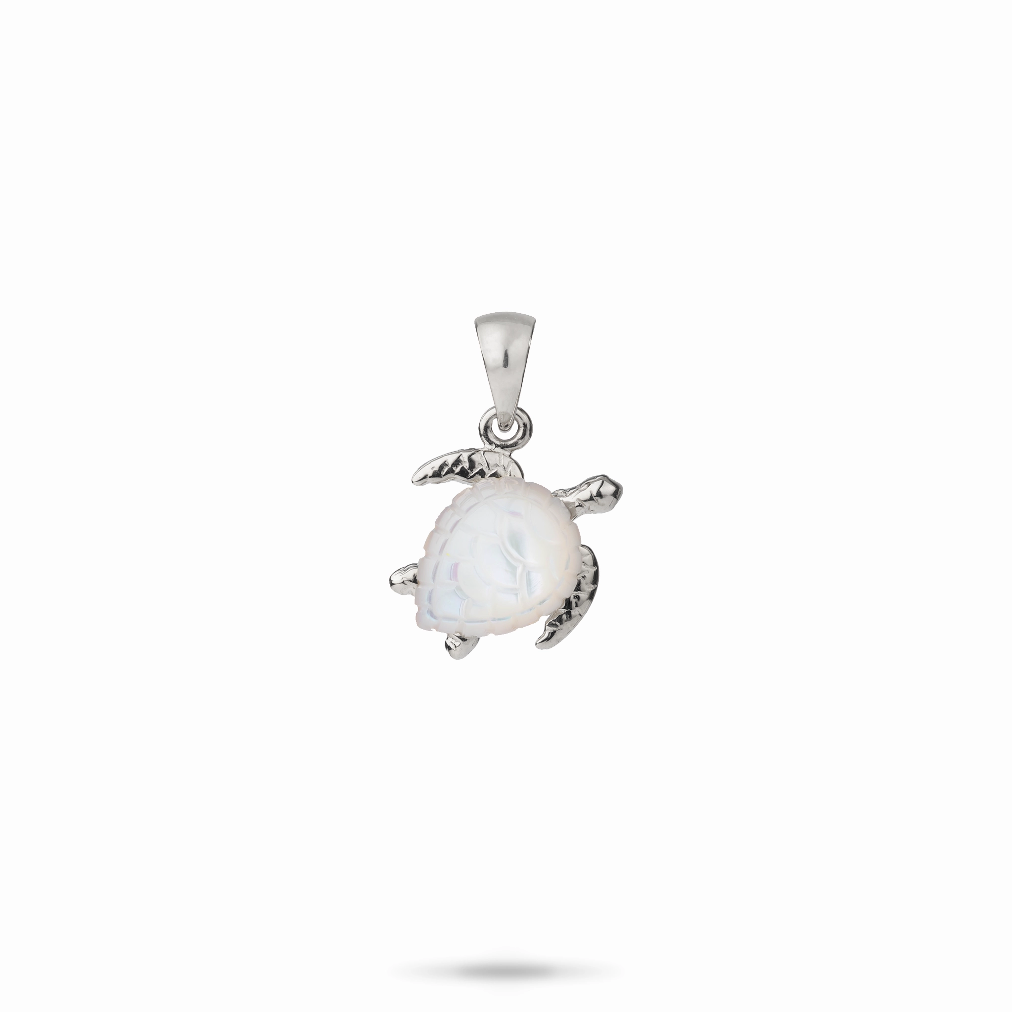 Honu Mother of Pearl Pendant in White Gold - 11mm Luxury Element