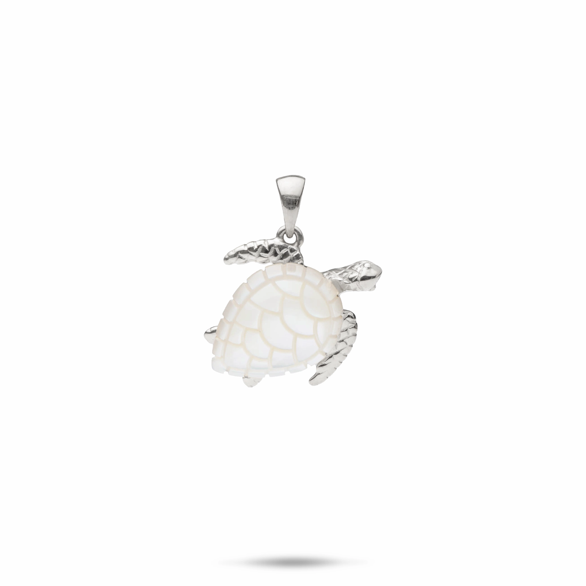 Special Occasion Honu Mother of Pearl Pendant in White Gold - 15mm