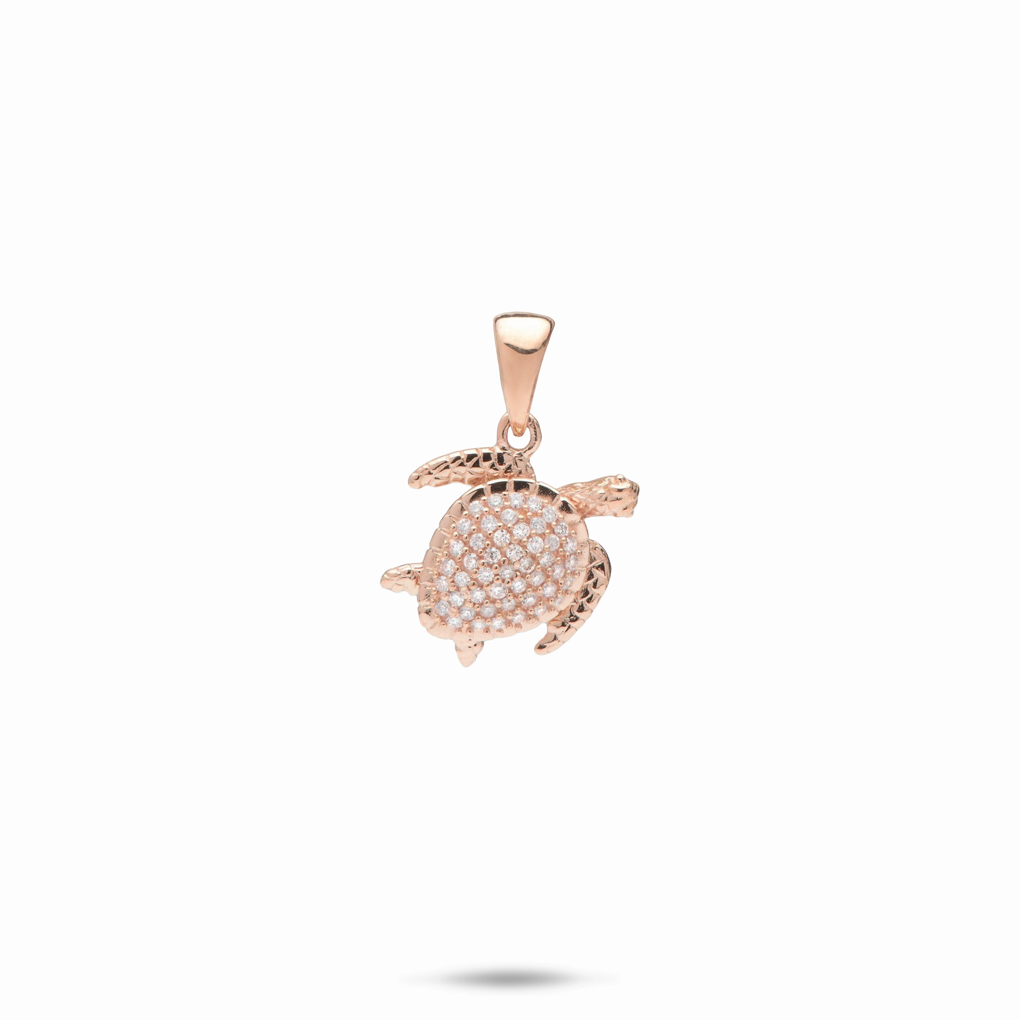 Honu Pendant in Rose Gold with Diamonds - 11mm Distinctive Glow