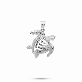 Honu Pendant in Sterling Silver - 19mm Luxury feature Graceful Piece