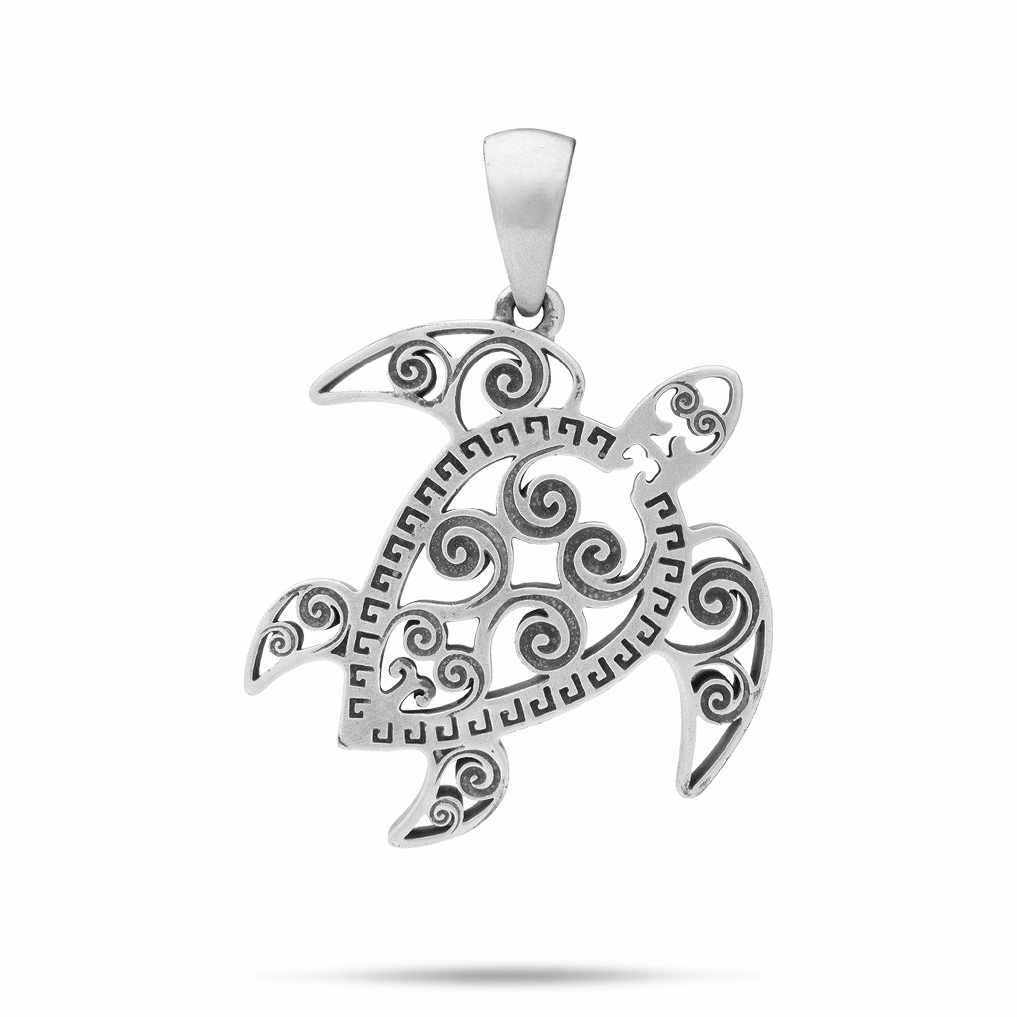 Honu Pendant in Sterling Silver - 30mm Sparkling Piece