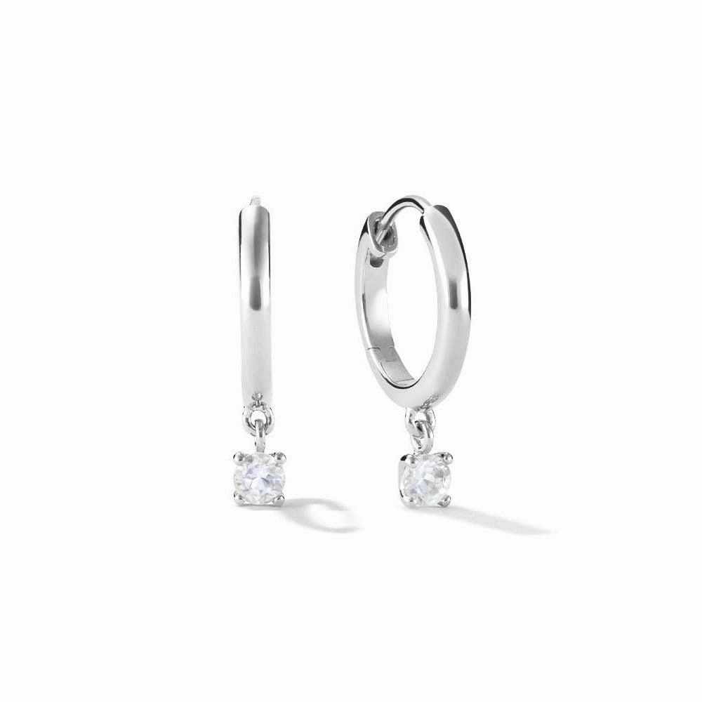 night look Huggie Hoop Earrings with Solitaire Drop