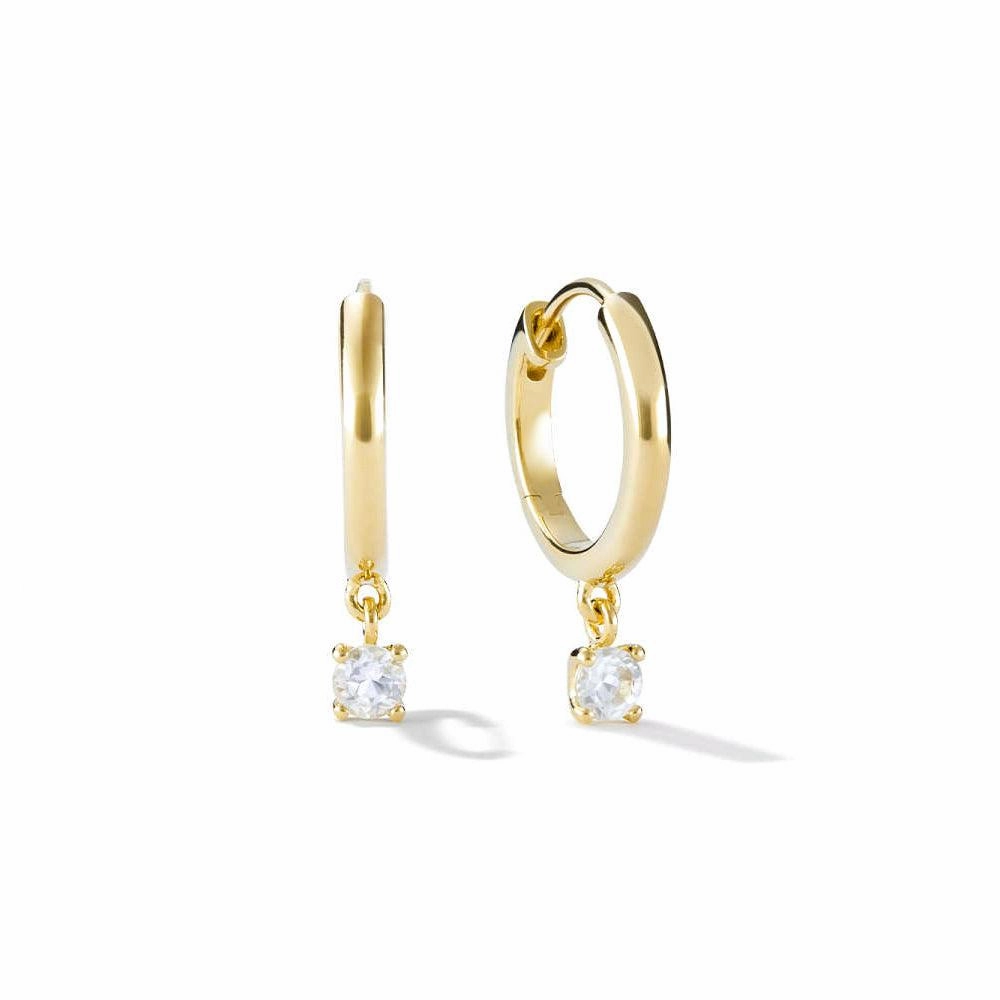 Travel Look Alluring Charm Huggie Hoop Earrings with Solitaire Drop