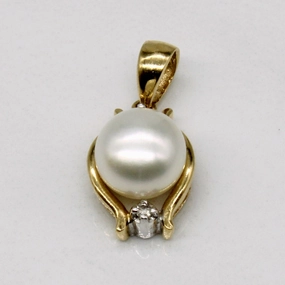 Pearl & Diamond 18k Pendant | 0.01ctw | Sparkling Jewelry Design Wedding Outfit