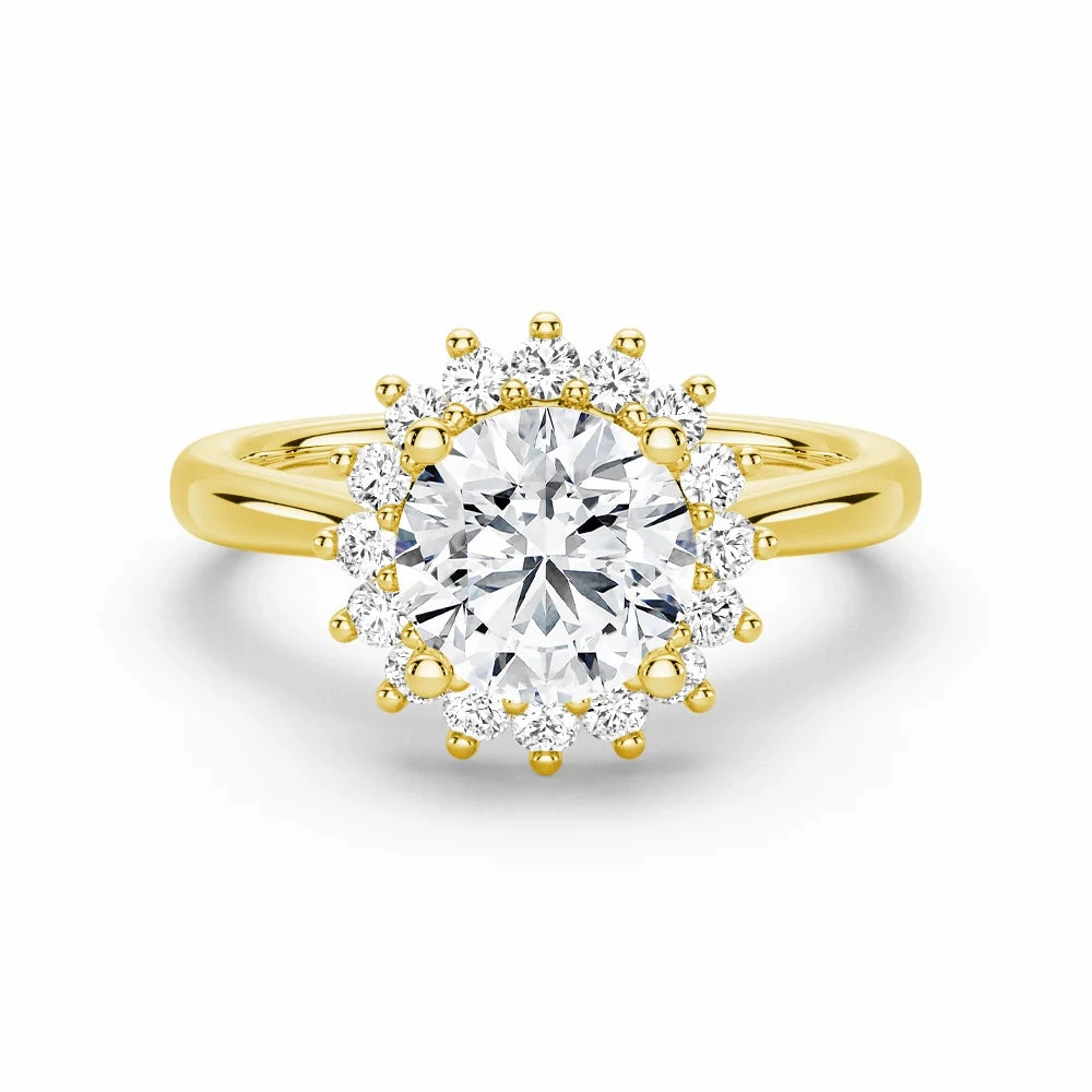 Vintage Inspired Round Halo Engagement Ring Fashion Trend Elegant Outline