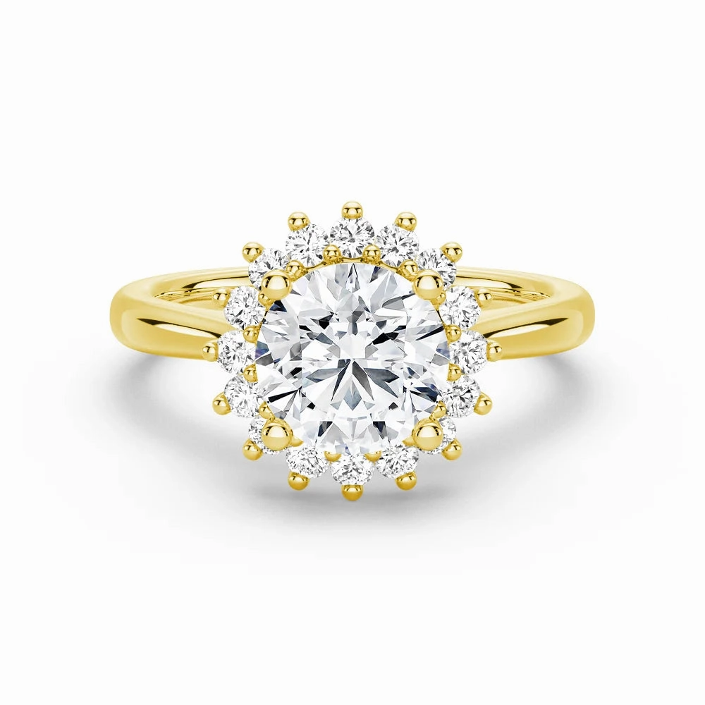 Elegant Style Pieces Iconic look Vintage Inspired Round Halo Engagement Ring
