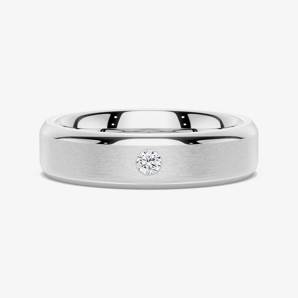 Everyday Essential Creative Finish 6mm Bezel Set Moissanite Men's Wedding Ring With Beveled Edges