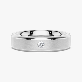 Everyday Essential Creative Finish 6mm Bezel Set Moissanite Men's Wedding Ring With Beveled Edges