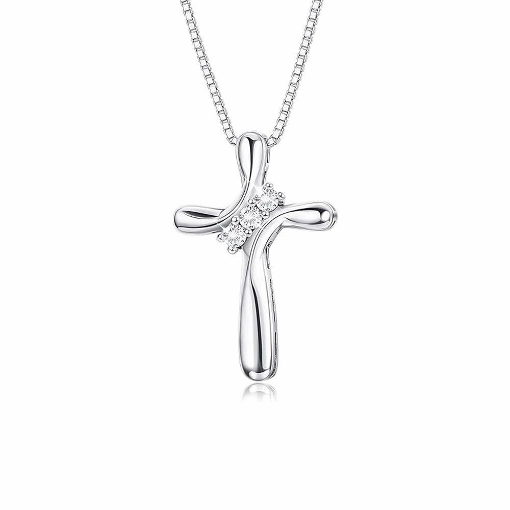 Modern Cross Necklace Pendant with Lab Grown Diamond Accents Bold Feature