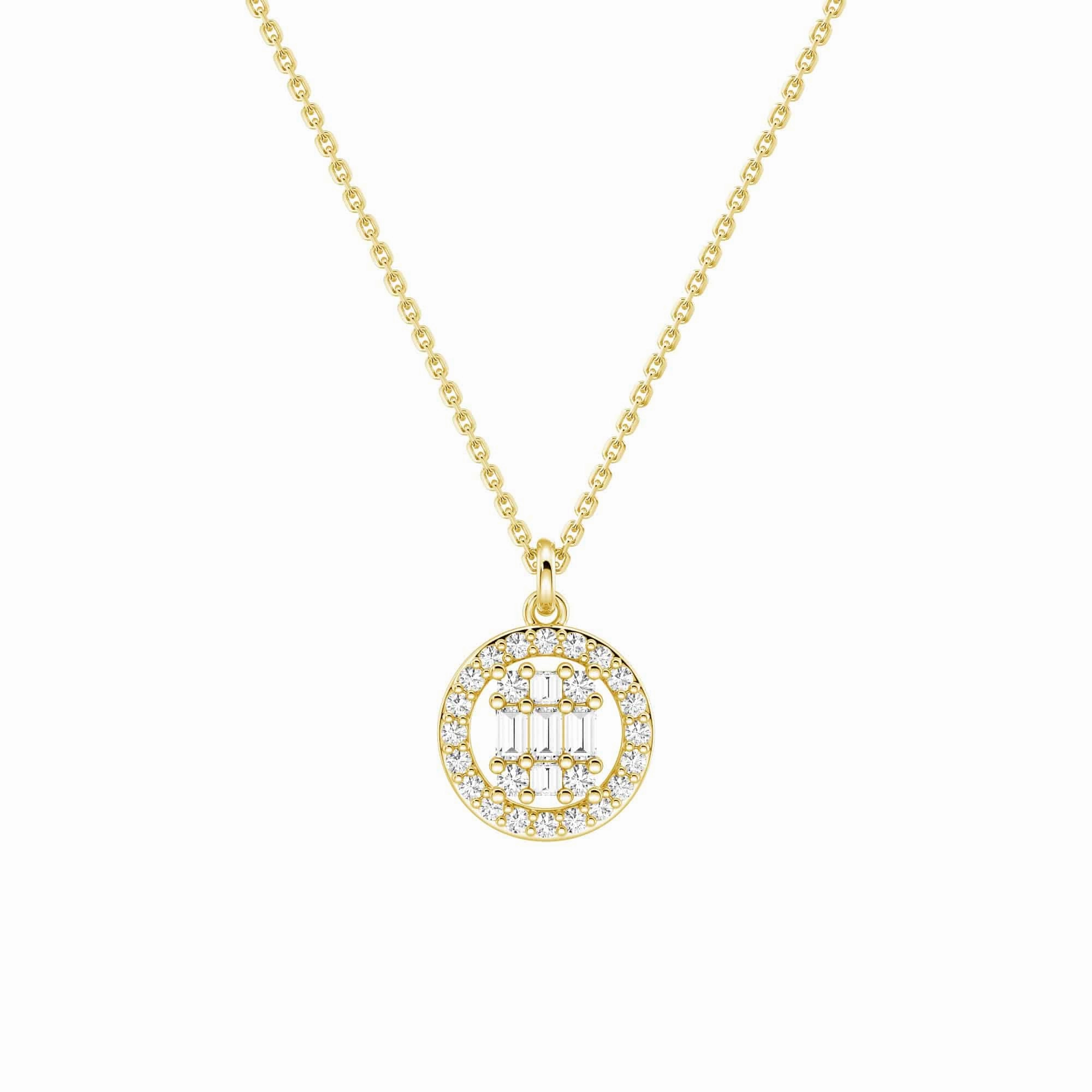 Infinity Halo Lab Grown Diamond Circle Cluster Necklace Polished Finish Lustrous Accent