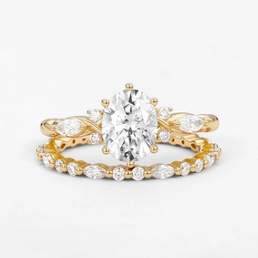 Infinity Oval Moissanite Cluster Marquise Ring Set 2pcs Stylish Flow Daily Fit