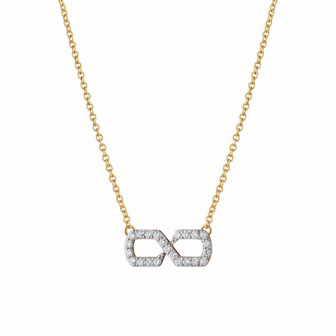 Street Ready Graceful Layer Infinity Pave Moissanite Pendant Necklace
