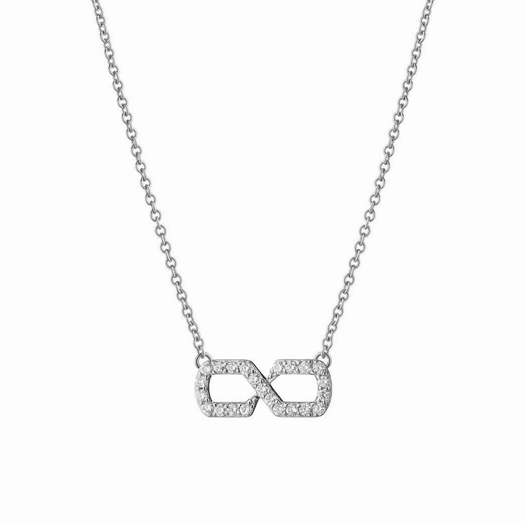Bold Design Infinity Pave Moissanite Pendant Necklace