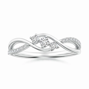 Signature Edge Infinity Twisted Band Three Stone Lab Grown Diamond Promise Ring
