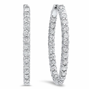 Soft Contrast Glow Mode Inside Out Diamond Hoop Earrings 1 Cttw 14K White Gold