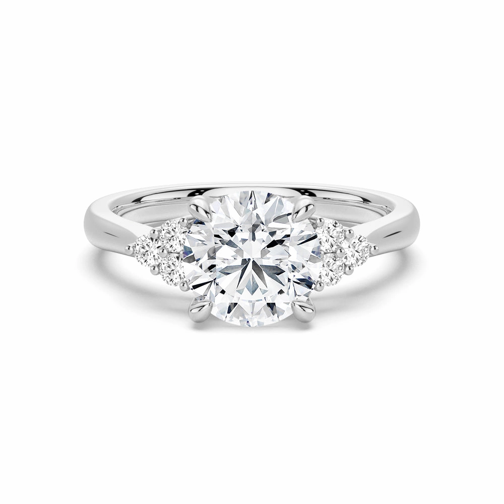 Round Moissanite Promise Ring with Tapered Side Accents Shine Factor