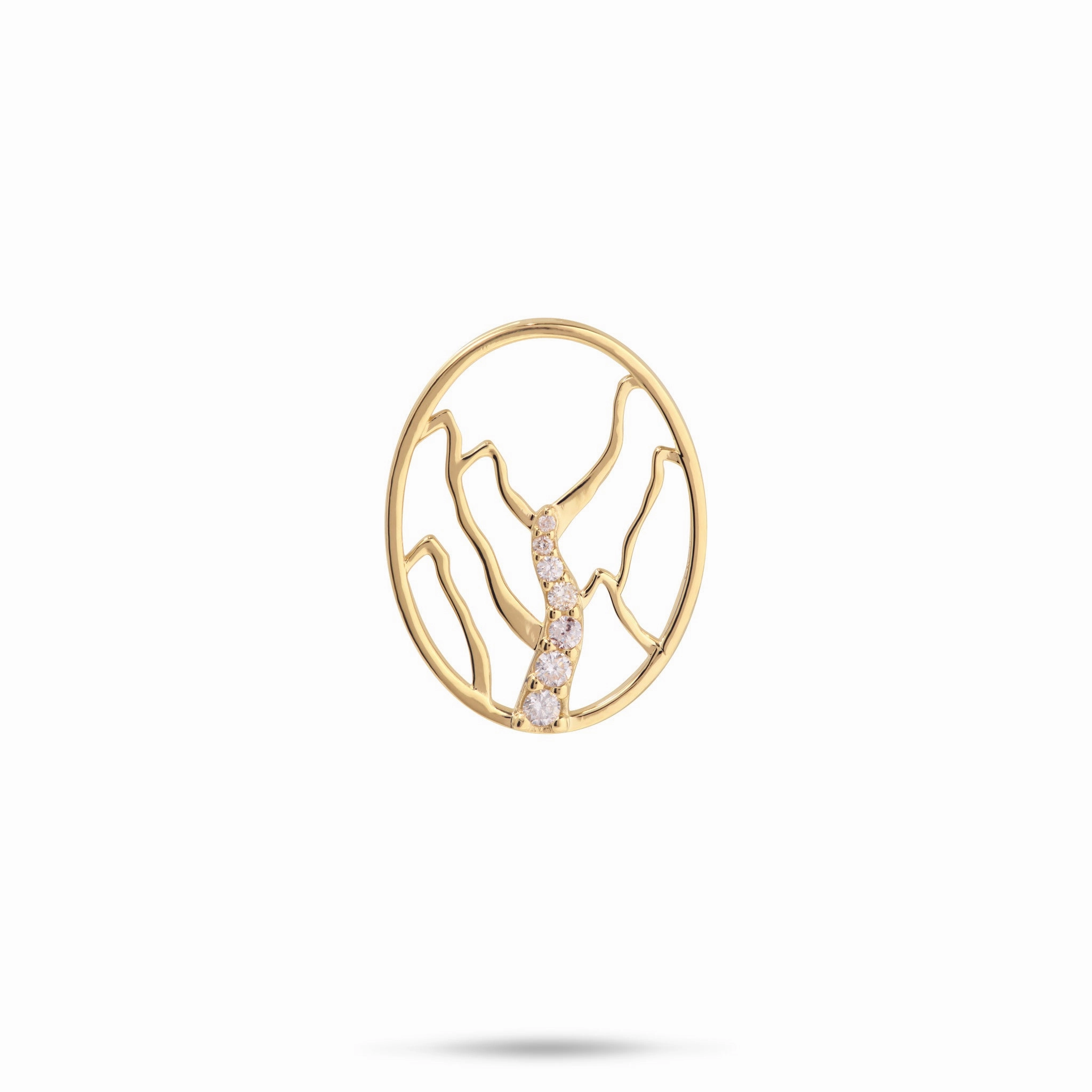 Ko?olau Waterfall Pendant in Gold with Diamonds - 20mm Glistening Finish