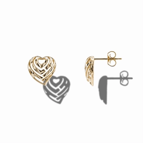 Golden Touch Aloha Heart Earrings in Gold - 11mm