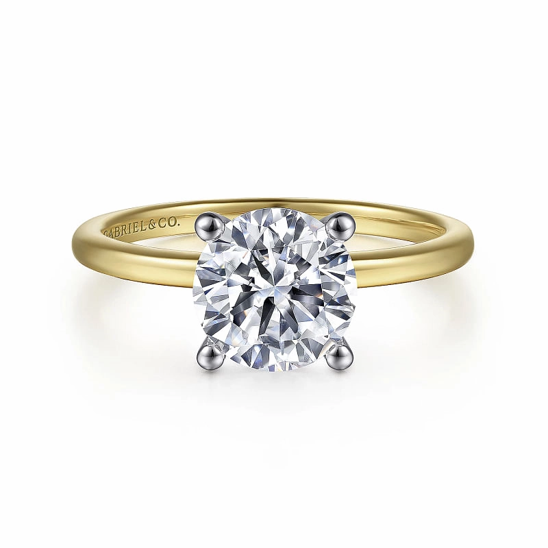 Evelina - 14K White-Yellow Gold Diamond Engagement Ring High-End Quality