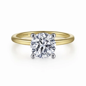 Evelina - 14K White-Yellow Gold Diamond Engagement Ring High-End Quality