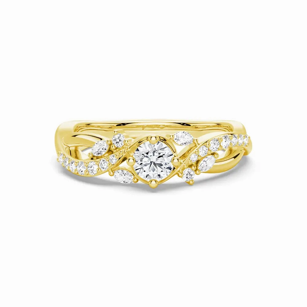 Radiant Shine Chic Appeal Intertwined Leaf Motif Lab Grown Diamond Twisted Promise Ring