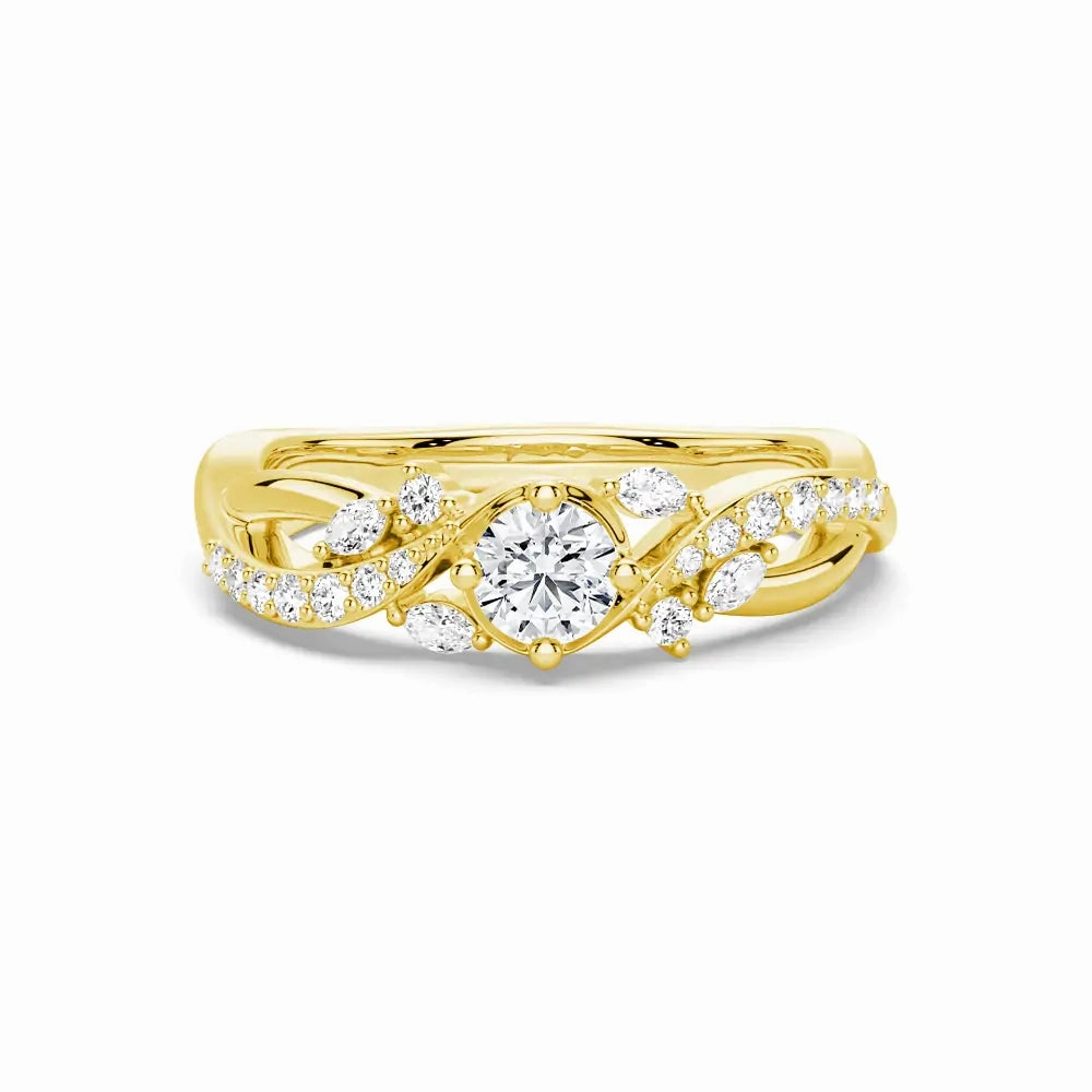 Sophisticated Shine Pieces Intertwined Leaf Motif Lab Grown Diamond Twisted Promise Ring