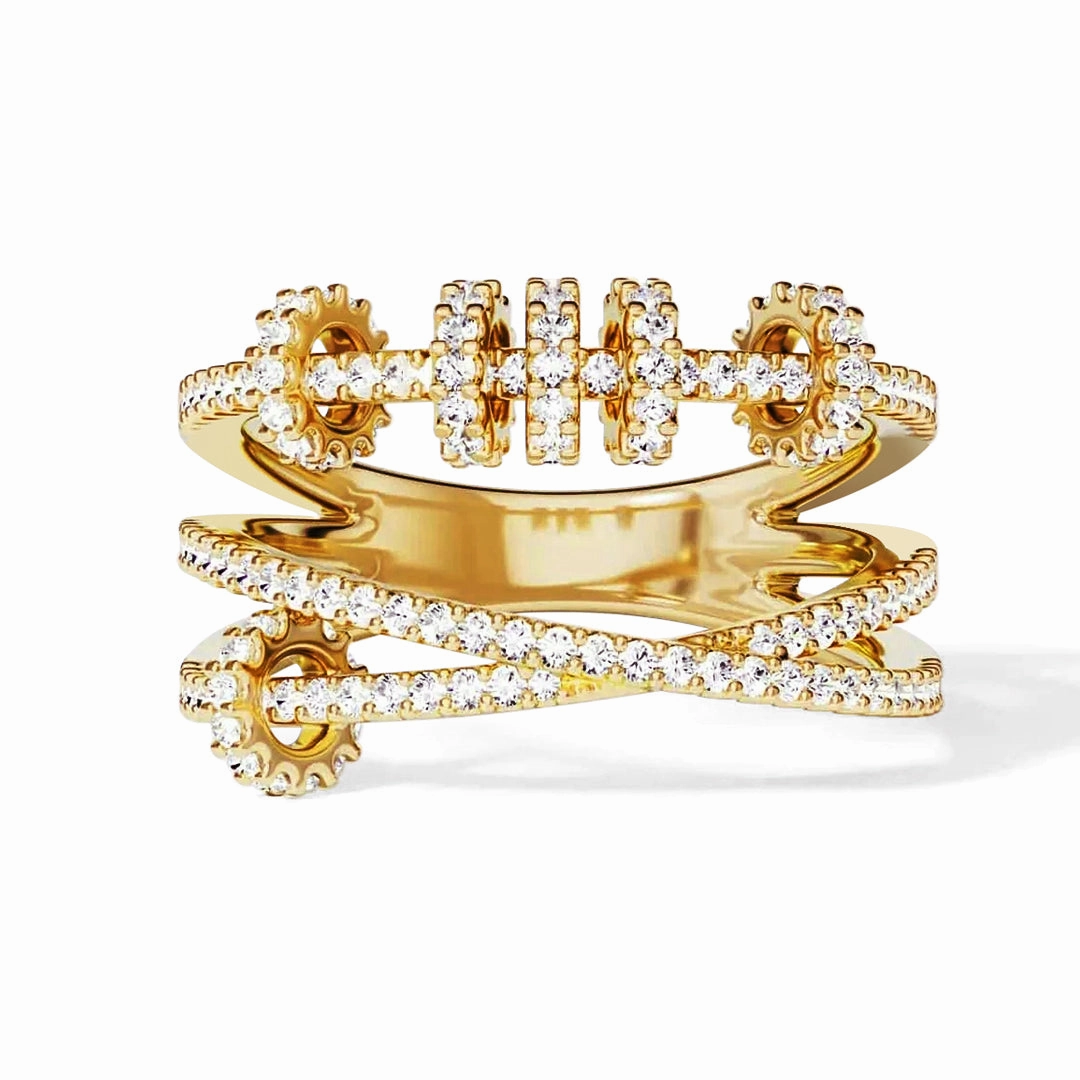 Fashionable Finish Custom Finish Intertwined Pave Studded Promise Ring