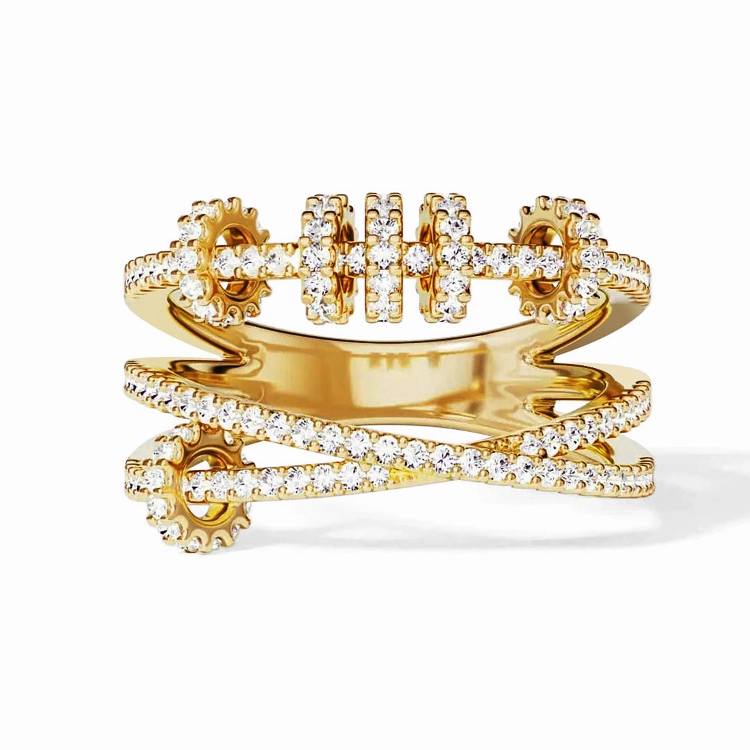 Glamorous Shine Classic Appeal Intertwined Pave Studded Promise Ring