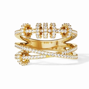 Intertwined Pave Studded Promise Ring Elegant Statement Polished Mood