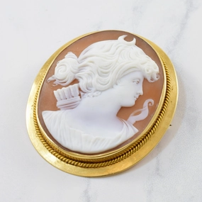 Premium Shine Intricate Edwardian Cameo Brooch/Pendant | 30.00 ct |