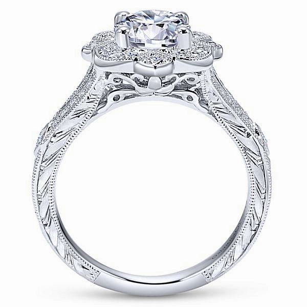 Trendy Appearance Vintage Halo Round Diamond Ring .43Cttw 14K White Gold 144A