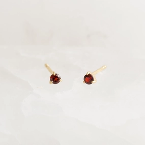 January Birthstone Stud Earrings 14k Gold - Garnet Glow Touch Refined Element