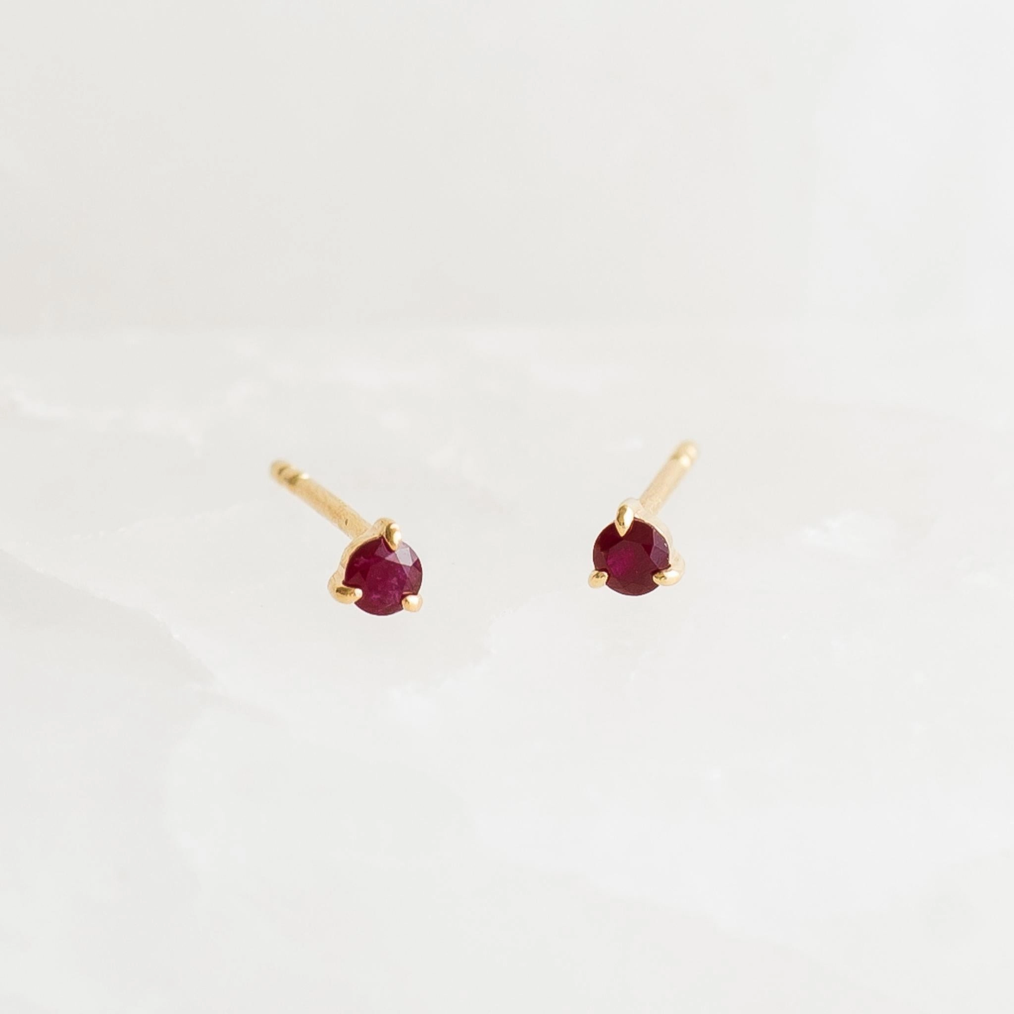 Shiny Creations Artisan Accent July Birthstone Stud Earrings 14k Gold - Ruby