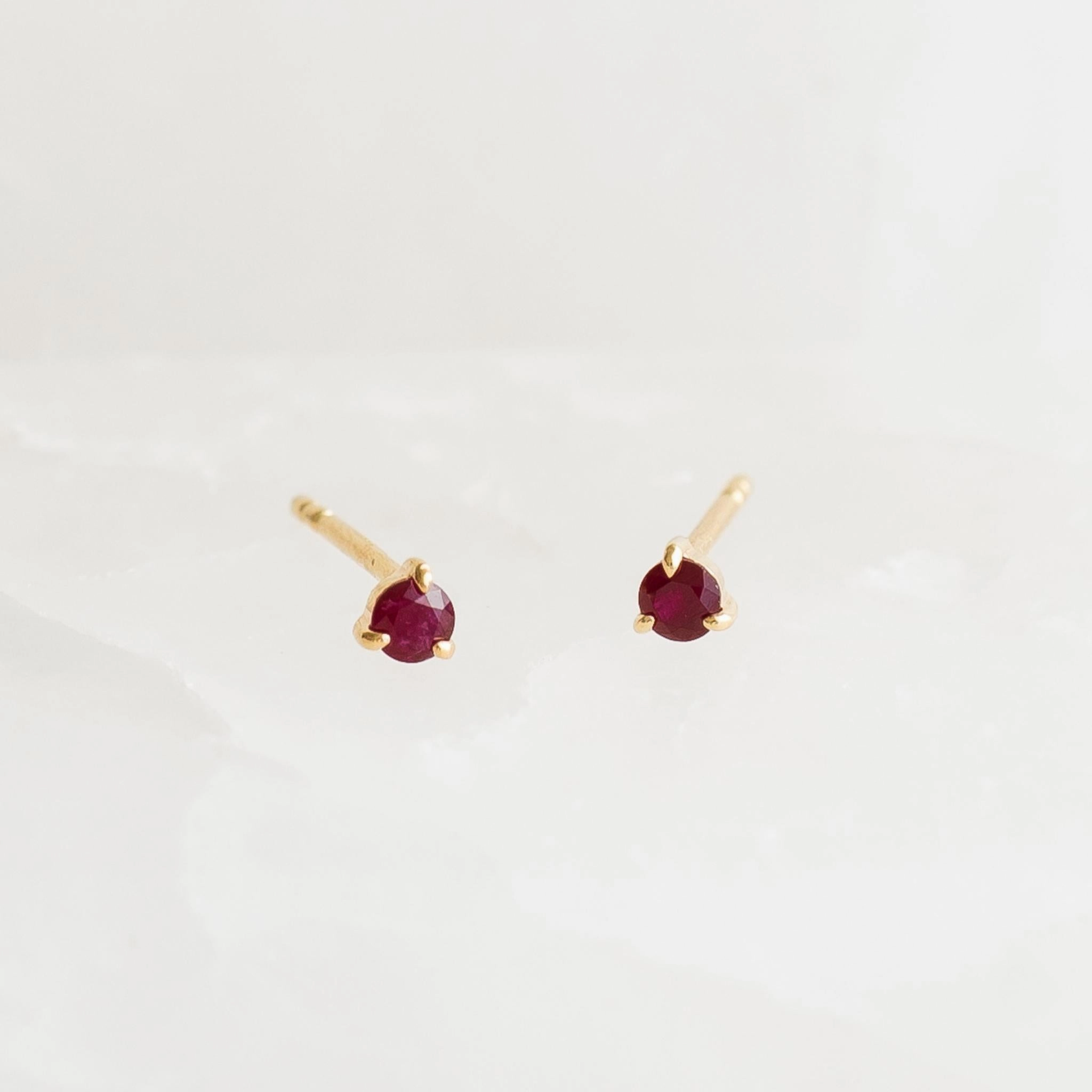 Autumn Glow July Birthstone Stud Earrings 14k Gold - Ruby
