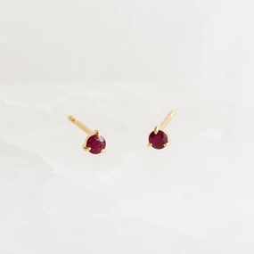 Shiny Creations Artisan Accent July Birthstone Stud Earrings 14k Gold - Ruby