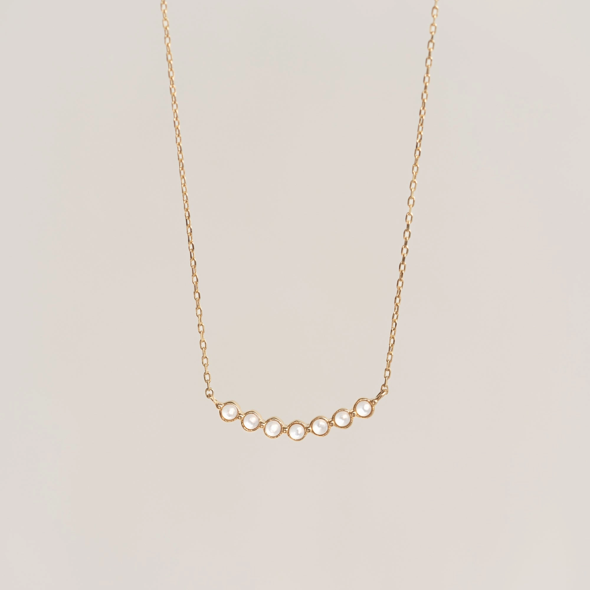 Layered Touch Structured Accent June Birthstone Necklace 14k Gold - Mother of Pearl