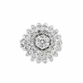 Artistic Mood Sleek Feature Kirkland Jewelry Estate | 14K White Gold Diamond Cluster Fancy Ring